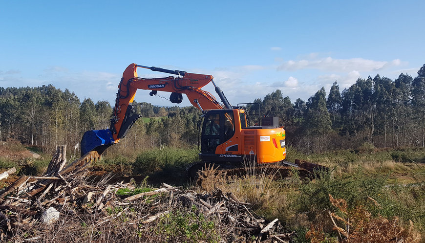 UNA EXCAVADORA DOOSAN DX235LCR-5 EN LOS BOSQUES DE CANTABRIA